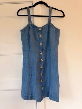 LOFT Button-Front Denim Sundress